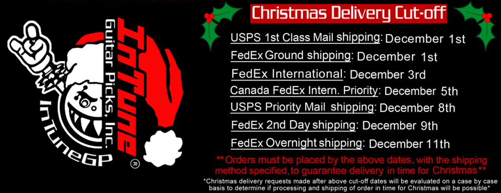 Custom Guitar Pick Christmas Delivery Schedule