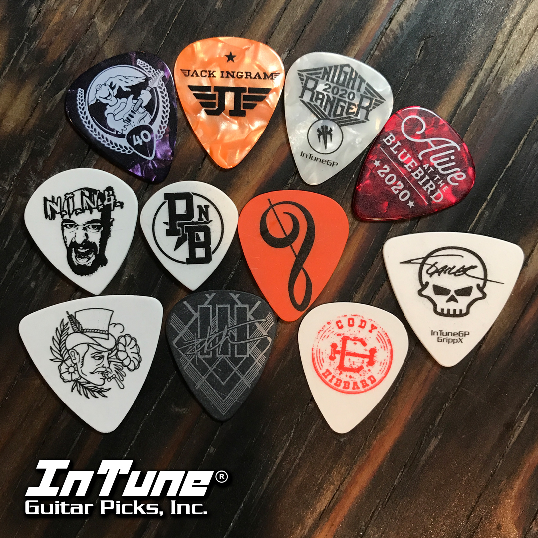 Custom Guitar Picks Galore by InTune Guitar Picks, Inc. Made in the USA